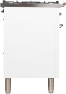 ILVE 40" Nostalgie - Dual Fuel Range with 5 Sealed Brass Burners - 3.55 cu. ft. Oven - Griddle with Chrome Trim in White (UPDN100FDMPBX) Ranges ILVE 