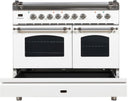 ILVE 40" Nostalgie - Dual Fuel Range with 5 Sealed Brass Burners - 3.55 cu. ft. Oven - Griddle with Chrome Trim in White (UPDN100FDMPBX) Ranges ILVE 