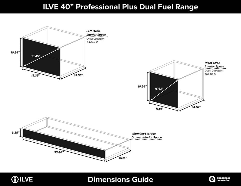 ILVE 40" Professional Plus - Dual Fuel Range with 2 Ovens - 6 Sealed Burners - 4 cu. ft. Oven in Matte Graphite (UPDW1006DMPM) Ranges ILVE 