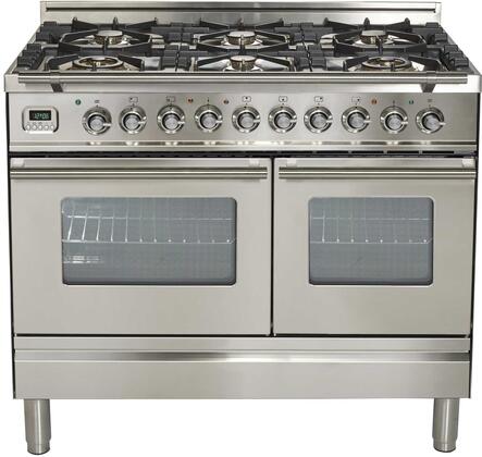 ILVE 40" Professional Plus - Dual Fuel Range with 2 Ovens - 6 Sealed Burners - 4 cu. ft. Oven in Stainless Steel (UPDW1006DMPI) Ranges ILVE 