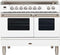 ILVE 40-Inch Professional Plus Series Freestanding Double Oven Dual Fuel Range with 5 Sealed Burners and Griddle in White with Chrome Trim (UPDW100FDMPB)