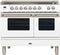 ILVE 40-Inch Professional Plus Series Freestanding Double Oven Dual Fuel Range with 6 Sealed Burners in White with Chrome Trim (UPDW1006DMPB)