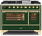 ILVE 48-Inch Majestic II Dual Fuel Range with 8 Burners and Griddle - 5.02 cu. ft. Oven - Brass Trim in Emerald Green (UM12FDNS3EGG)