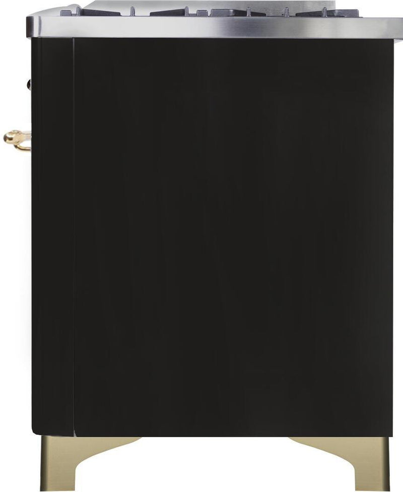 ILVE 48" Majestic II Dual Fuel Range with 8 Burners and Griddle - 5.02 cu. ft. Oven - Brass Trim in Matte Graphite (UM12FDNS3MGG) Ranges ILVE 
