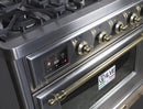ILVE 48" Majestic II Dual Fuel Range with 8 Burners and Griddle - 5.02 cu. ft. Oven - Brass Trim in Stainless Steel (UM12FDNS3SSG) Ranges ILVE 