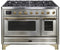 ILVE 48-Inch Majestic II Dual Fuel Range with 8 Burners and Griddle - 5.02 cu. ft. Oven - Brass Trim in Stainless Steel (UM12FDNS3SSG)