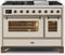 ILVE 48-Inch Majestic II Dual Fuel Range with 8 Burners and Griddle - 5.02 cu. ft. Oven - Bronze Trim in Antique White (UM12FDNS3AWB)
