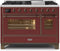 ILVE 48-Inch Majestic II Dual Fuel Range with 8 Burners and Griddle - 5.02 cu. ft. Oven - Bronze Trim in Burgundy (UM12FDNS3BUB)