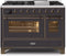 ILVE 48-Inch Majestic II Dual Fuel Range with 8 Burners and Griddle - 5.02 cu. ft. Oven - Bronze Trim in Matte Graphite (UM12FDNS3MGB)