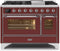 ILVE 48-Inch Majestic II Dual Fuel Range with 8 Burners and Griddle - 5.02 cu. ft. Oven - Chrome Trim in Burgundy (UM12FDNS3BUC)