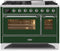 ILVE 48-Inch Majestic II Dual Fuel Range with 8 Burners and Griddle - 5.02 cu. ft. Oven - Chrome Trim in Emerald Green (UM12FDNS3EGC)