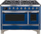 ILVE 48-Inch Majestic II Dual Fuel Range with 8 Burners and Griddle - 5.02 cu. ft. Oven - Chrome Trim in Midnight Blue (UM12FDNS3MBC)