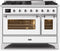 ILVE 48-Inch Majestic II Dual Fuel Range with 8 Burners and Griddle - 5.02 cu. ft. Oven - Chrome Trim in White (UM12FDNS3WHC)