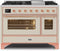 ILVE 48-Inch Majestic II Dual Fuel Range with 8 Burners and Griddle - 5.02 cu. ft. Oven - Copper Trim in Antique White (UM12FDNS3AWP)