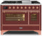 ILVE 48-Inch Majestic II Dual Fuel Range with 8 Burners and Griddle - 5.02 cu. ft. Oven - Copper Trim in Burgundy (UM12FDNS3BUP)