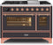 ILVE 48-Inch Majestic II Dual Fuel Range with 8 Burners and Griddle - 5.02 cu. ft. Oven - Copper Trim in Matte Graphite (UM12FDNS3MGP)
