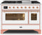 ILVE 48-Inch Majestic II Dual Fuel Range with 8 Burners and Griddle - 5.02 cu. ft. Oven - Copper Trim in White (UM12FDNS3WHP)