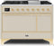ILVE 48-Inch Majestic II Dual Fuel Range with 8 Sealed Brass Burners and Griddle - 5.62 cu. ft. Oven - Brass (UM12FDQNS3AWG)