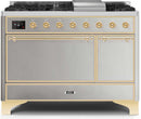 ILVE 48" Majestic II Dual Fuel Range with 8 Sealed Brass Burners and Griddle - 5.62 cu. ft. Oven - Brass (UM12FDQNS3SSG) Ranges ILVE 