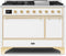 ILVE 48-Inch Majestic II Dual Fuel Range with 8 Sealed Brass Burners and Griddle - 5.62 cu. ft. Oven - Brass (UM12FDQNS3WHG)