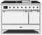 ILVE 48-Inch Majestic II Dual Fuel Range with 8 Sealed Brass Burners and Griddle - 5.62 cu. ft. Oven - Chrome (UM12FDQNS3WHC)