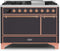 ILVE 48-Inch Majestic II Dual Fuel Range with 8 Sealed Brass Burners and Griddle - 5.62 cu. ft. Oven - Copper (UM12FDQNS3MGP)