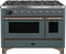 ILVE 48-Inch Majestic II Dual Fuel Range with 8 Sealed Brass Burners and Griddle - 5.62 cu. ft. Oven - in Blue Grey with Bronze Trim (UM12FDNS3BGB)