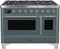 ILVE 48-Inch Majestic II Dual Fuel Range with 8 Sealed Brass Burners and Griddle - 5.62 cu. ft. Oven - in Blue Grey with Chrome Trim (UM12FDNS3BGC)
