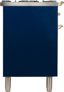 ILVE 48" Nostalgie - Dual Fuel Range with 7 Sealed Burners - 5 cu. ft. Oven - Griddle with Brass Trim in Blue (UPN120FDMPBL) Ranges ILVE 