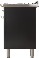 ILVE 48" Nostalgie - Dual Fuel Range with 7 Sealed Burners - 5 cu. ft. Oven - Griddle with Brass Trim in Glossy Black (UPN120FDMPN) Ranges ILVE 