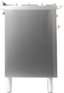 ILVE 48" Nostalgie - Dual Fuel Range with 7 Sealed Burners - 5 cu. ft. Oven - Griddle with Brass Trim in Stainless Steel (UPN120FDMPI) Ranges ILVE 