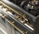 ILVE 48" Nostalgie - Dual Fuel Range with 7 Sealed Burners - 5 cu. ft. Oven - Griddle with Brass Trim in Stainless Steel (UPN120FDMPI) Ranges ILVE 