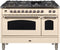 ILVE 48-Inch Nostalgie - Dual Fuel Range with 7 Sealed Burners - 5 cu. ft. Oven - Griddle with Bronze Trim in Antique White (UPN120FDMPAY)