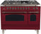 ILVE 48-Inch Nostalgie - Dual Fuel Range with 7 Sealed Burners - 5 cu. ft. Oven - Griddle with Bronze Trim in Burgundy (UPN120FDMPRBY)