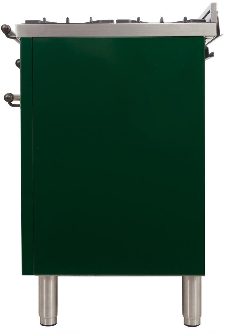 ILVE 48" Nostalgie - Dual Fuel Range with 7 Sealed Burners - 5 cu. ft. Oven - Griddle with Bronze Trim in Emerald Green (UPN120FDMPVSY) Ranges ILVE 