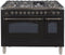 ILVE 48-Inch Nostalgie - Dual Fuel Range with 7 Sealed Burners - 5 cu. ft. Oven - Griddle with Bronze Trim in Glossy Black (UPN120FDMPNY)