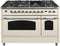 ILVE 48-Inch Nostalgie - Dual Fuel Range with 7 Sealed Burners - 5 cu. ft. Oven - Griddle with Chrome Trim in Antique White (UPN120FDMPAX)