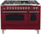 ILVE 48-Inch Nostalgie - Dual Fuel Range with 7 Sealed Burners - 5 cu. ft. Oven - Griddle with Chrome Trim in Burgundy (UPN120FDMPRBX)