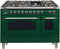 ILVE 48-Inch Nostalgie - Dual Fuel Range with 7 Sealed Burners - 5 cu. ft. Oven - Griddle with Chrome Trim in Emerald Green (UPN120FDMPVSX)