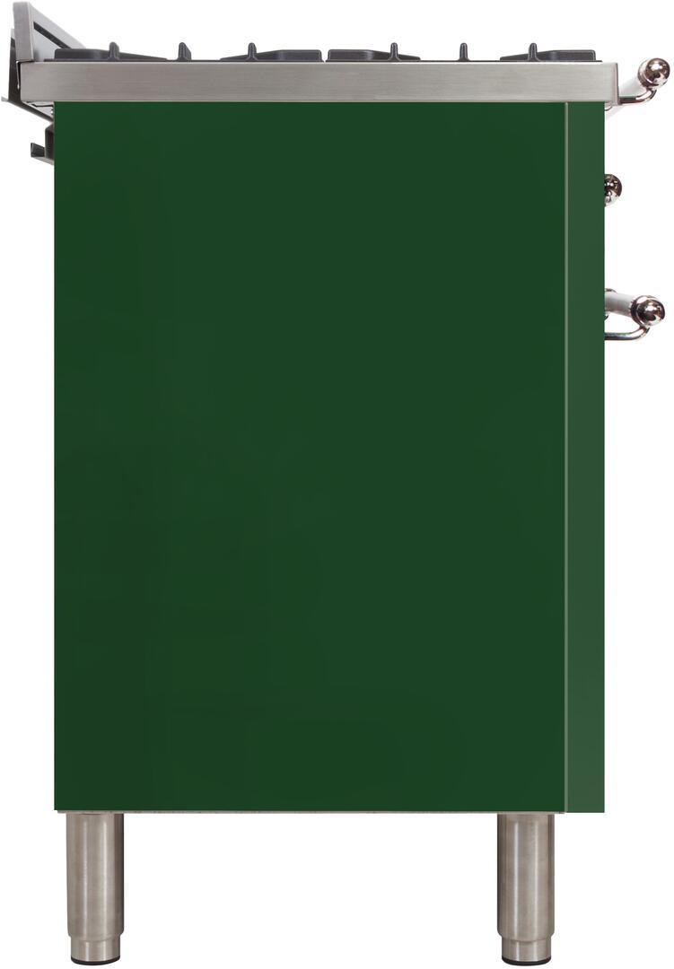 ILVE 48" Nostalgie - Dual Fuel Range with 7 Sealed Burners - 5 cu. ft. Oven - Griddle with Chrome Trim in Emerald Green (UPN120FDMPVSX) Ranges ILVE 