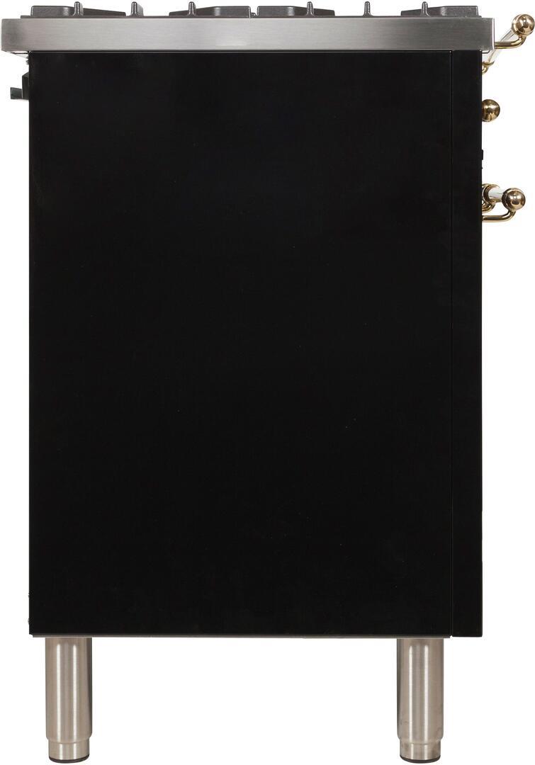 ILVE 48" Nostalgie - Dual Fuel Range with 7 Sealed Burners - 5 cu. ft. Oven - Griddle with Chrome Trim in Glossy Black (UPN120FDMPNX) Ranges ILVE 