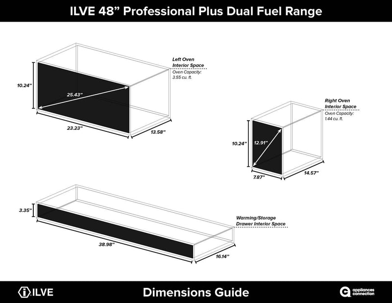 ILVE 48" Professional Plus Dual Fuel Range with 7 Sealed Burners - Double Ovens - Griddle - Matte Graphite (UPW120FDMPM) Ranges ILVE 