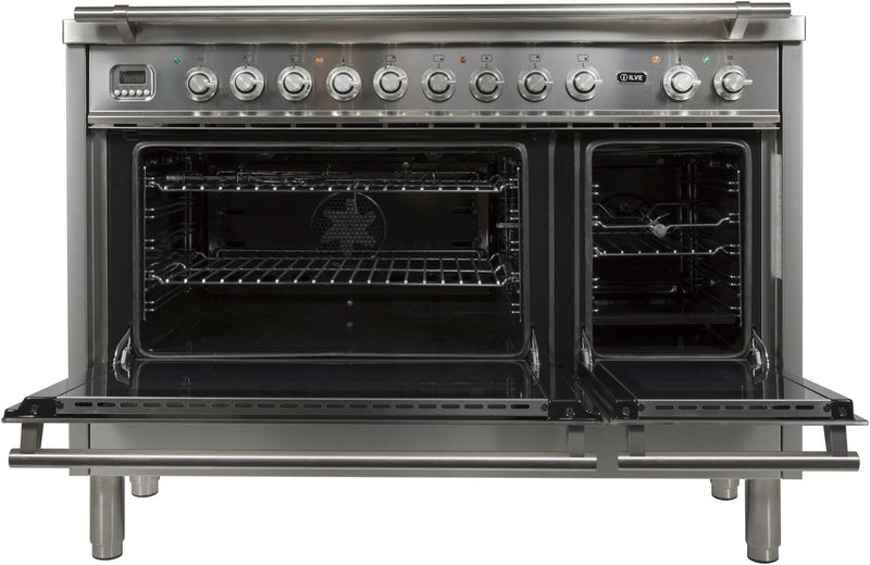 ILVE 48" Professional Plus Dual Fuel Range with 7 Sealed Burners - Double Ovens - Griddle - Stainless Steel (UPW120FDMPI) Ranges ILVE 