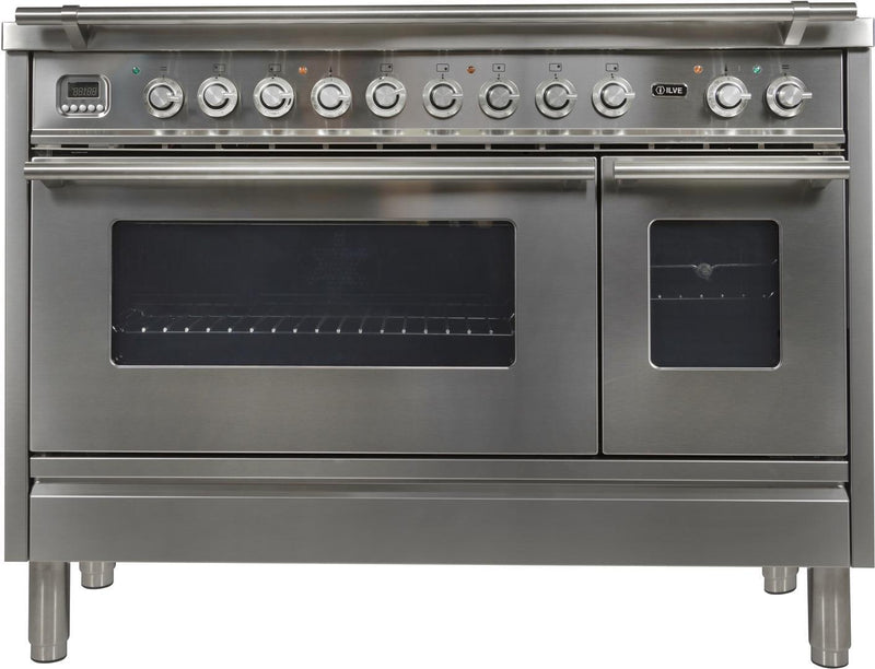 ILVE 48" Professional Plus Dual Fuel Range with 7 Sealed Burners - Double Ovens - Griddle - Stainless Steel (UPW120FDMPI) Ranges ILVE 