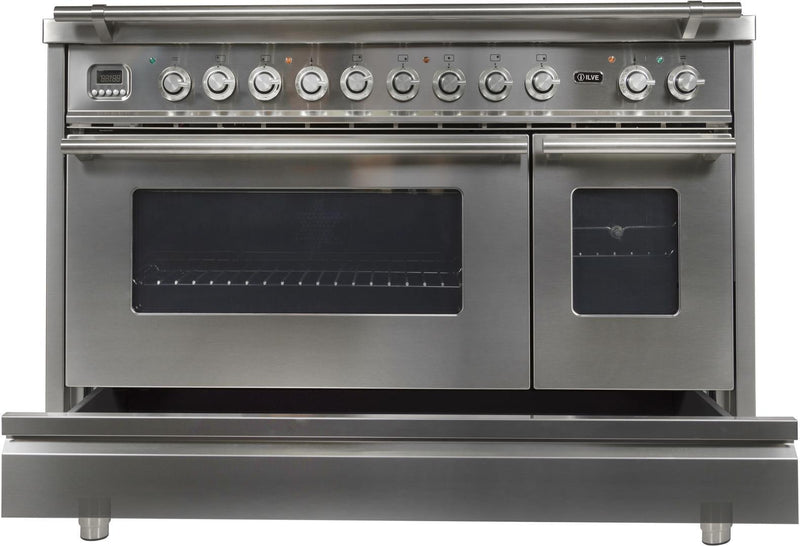 ILVE 48" Professional Plus Dual Fuel Range with 7 Sealed Burners - Double Ovens - Griddle - Stainless Steel (UPW120FDMPI) Ranges ILVE 