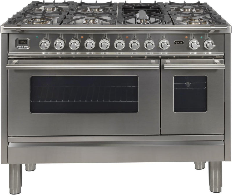 ILVE 48" Professional Plus Dual Fuel Range with 7 Sealed Burners - Double Ovens - Griddle - Stainless Steel (UPW120FDMPI) Ranges ILVE 