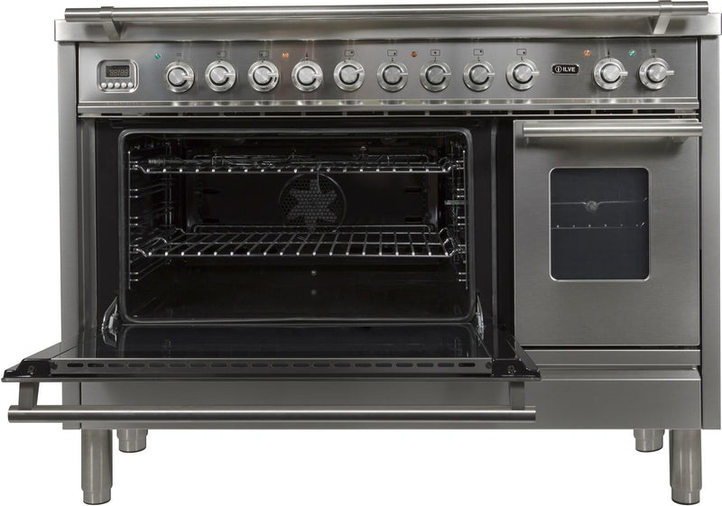 ILVE 48" Professional Plus Dual Fuel Range with 7 Sealed Burners - Double Ovens - Griddle - Stainless Steel (UPW120FDMPI) Ranges ILVE 