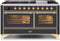 ILVE 60-Inch Majestic II Dual Fuel Range with 9 Sealed Burners and Griddle - 5.8 cu. ft. Oven - Brass Trim in Matte Graphite (UM15FDNS3MGG)