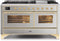 ILVE 60-Inch Majestic II Dual Fuel Range with 9 Sealed Burners and Griddle - 5.8 cu. ft. Oven - Brass Trim in Stainless Steel (UM15FDNS3SSG)