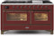 ILVE 60-Inch Majestic II Dual Fuel Range with 9 Sealed Burners and Griddle - 5.8 cu. ft. Oven - Bronze Trim in Burgundy (UM15FDNS3BUB)
